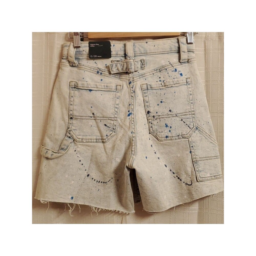 Wild Fable Shorts Womens Size 0 Light Blue Carpenter Art Splatter Paint - Picture 2 of 16